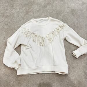 Girls Z Supply fringe cream sweatshirt, size M 10-12